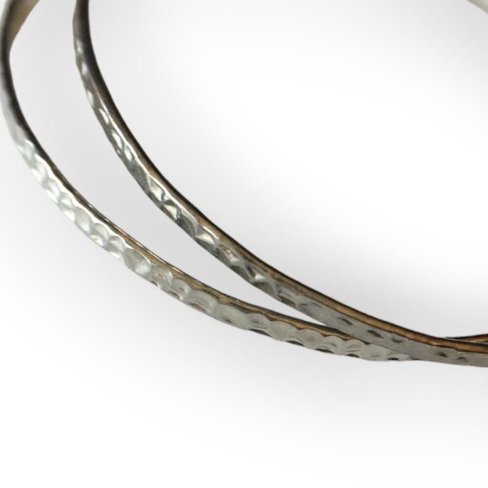Large textured metal silver tone hoop earrings